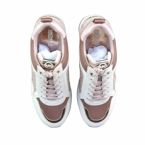 🤩Michael Kors Womens Shoes Sz 8.5 Wilma Trainer Sneakers Soft Pink Suede FT22F - Picture 5 of 11